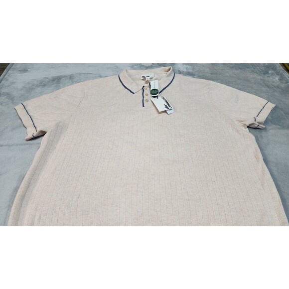 The Commons Men's XXL Light Pink Ribbed Contrast Stitch Sweater Polo Shirt NWT - Picture 3 of 11